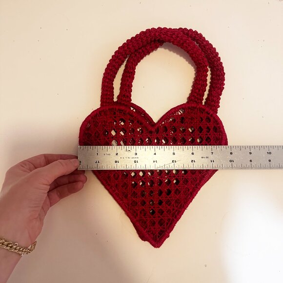 J. Crew Small Red Heart Straw bag - Picture 2 of 8